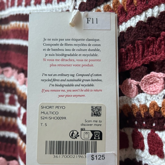 La Maille Sezane Multicolor Crochet Women Shorts - Picture 3 of 6